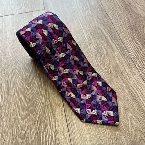 Duchamp London Men's Handmade Silk Tie Windmill Geometric Purple